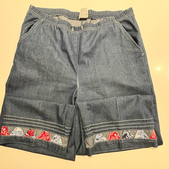 Vintage Koret City Blues Capri Pants Women's Small Quilt Patch Pull On Pants - Picture 4 of 14